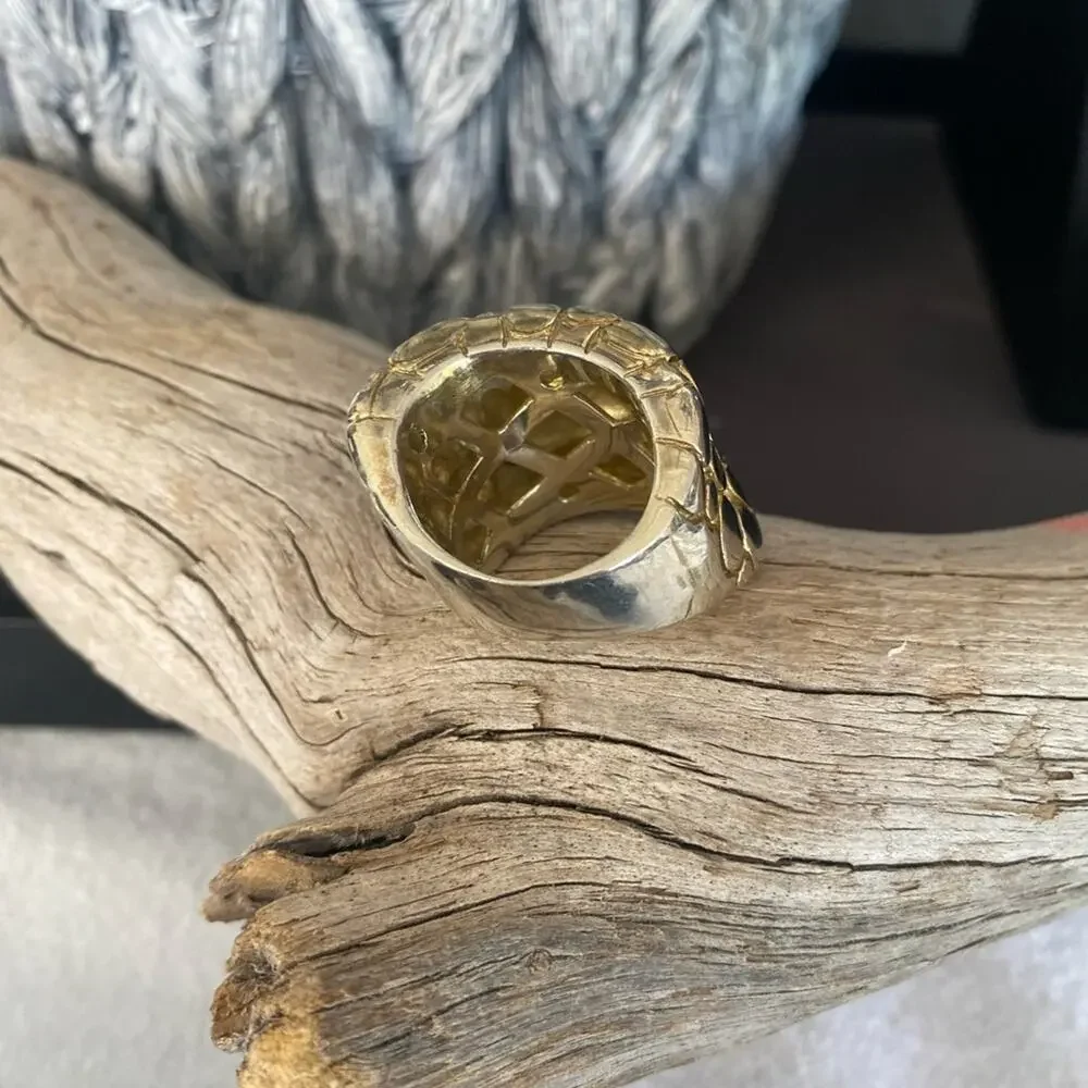 925 sterling silver pebble beach, gold tone, size 7 paparazzi ring stamped